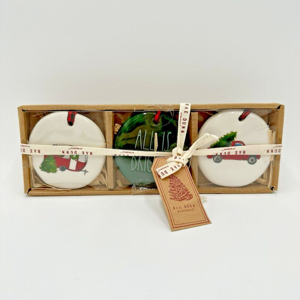 Rae Dunn by Magenta Christmas Tree Ornaments Camper All Is Bright Truck New Gift